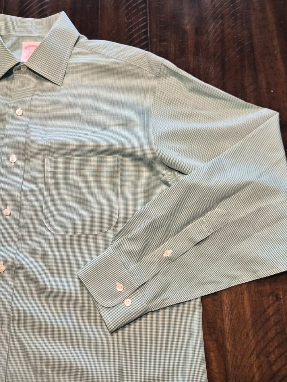 Vintage Brooks Brothers Oxford LS Button Down Shirt Mens 16 4/5 Green Check G657